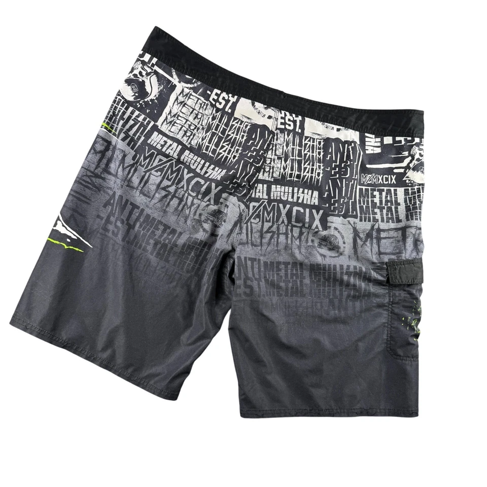 Pantalones Cortos De Colección Metal Mulisha Hombres 44 Negro Calavera Sueltos Y2K Retro MMA Raro Foto 3 de 4