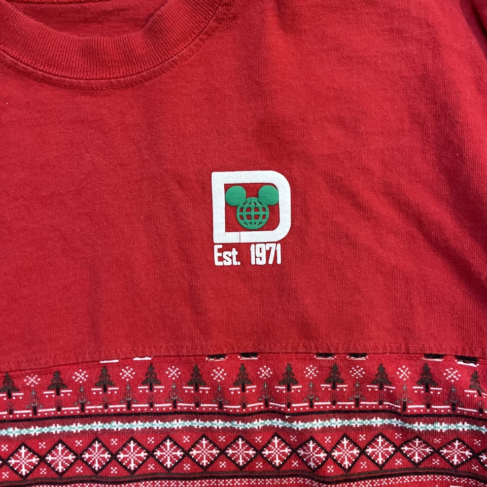 Disney Parks Girls Christmas Spirit Jersey Shirt Red Mickey/Minnie, Size Youth M - Image 4 of 4