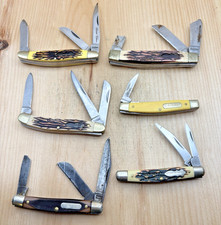 Lot Of 6 Schrade Oldtimer Uncle Henry Knives With Broke Blade Missing Emblems
