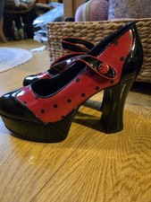 Wicked Costumes. Beautiful Red & Black Platform Polkadot Heels. Size 4.