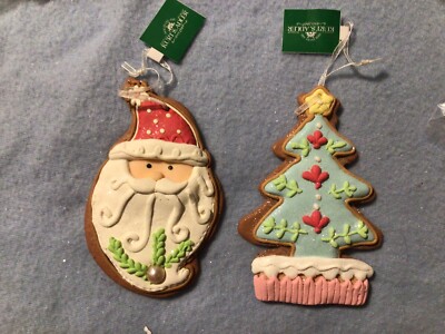 Christmas Gingerbread Iced Tree & Santa Pastel Ornament New Kurt Adler 2