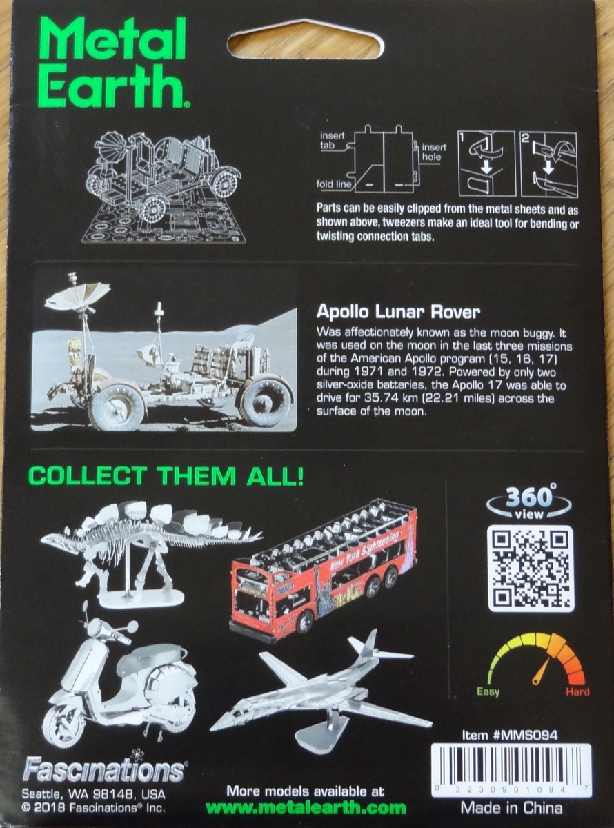 Kit Modello 3D Metal Earth - Rover Lunare Apollo - Modellino Da Costruire In Metallo Argento - 3