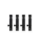 4 Pack Heavy Duty 4 Inch Aluminum Tower Bolt for Wooden Door Latch, Black