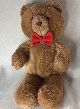 Vintage 1985 Dakin Fun Farm Copper Brown Bear w/ Red Bow 20" Nice Condition