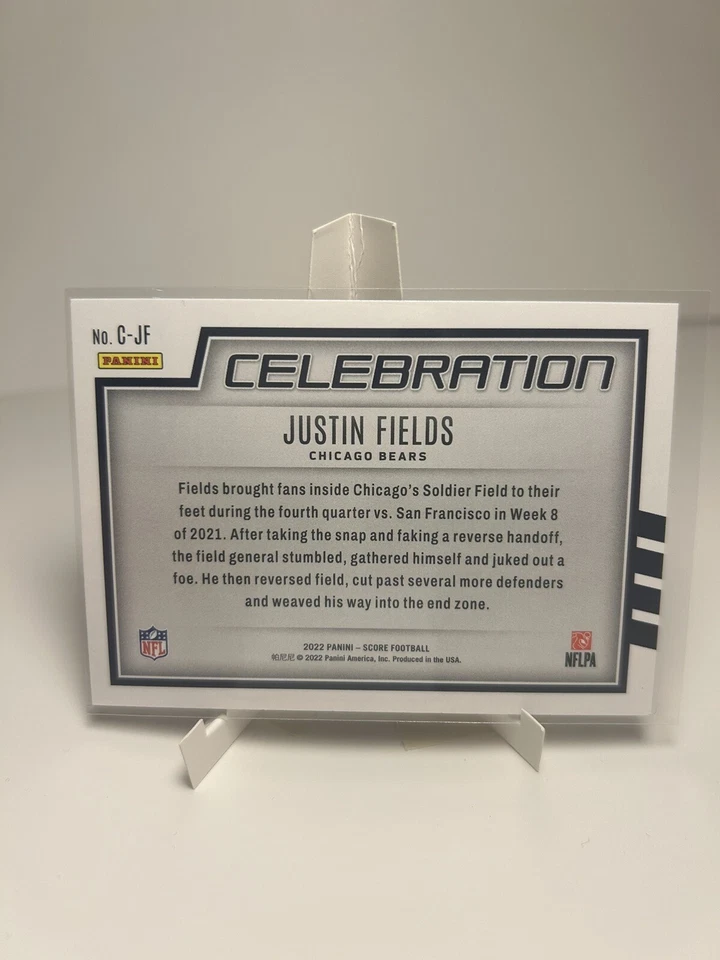 Justin Fields 2022 Panini-Score NFL Football Celebration #C-JF - Image 2 of 2