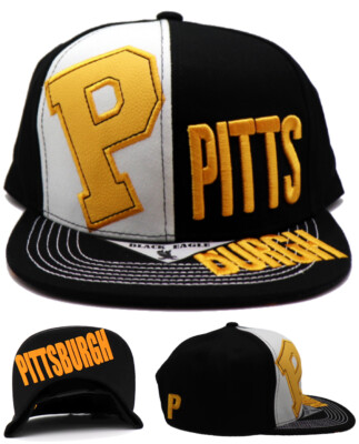 Pittsburgh New Black Eagle P Panel Pirates CLRS Black Gold Era Snapback Hat Cap