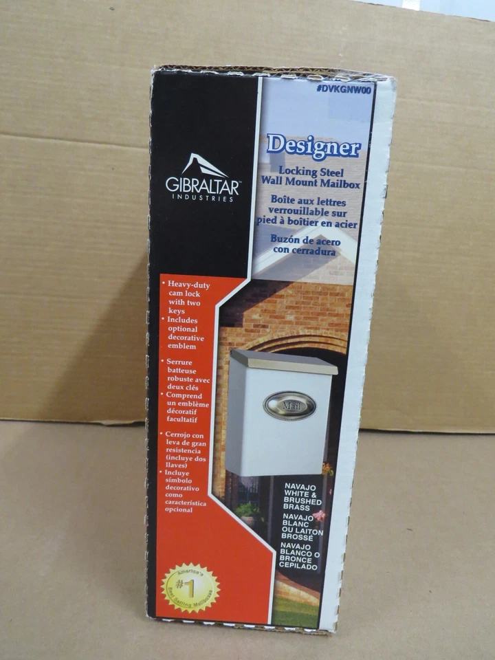 Gibraltar Mailbox Locking Steel Wall Mount Designer White Brass Finish DVKGNW00 - Image 2 of 4