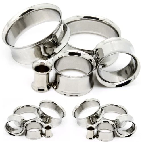 MEDIDORES DE OREJA TÚNELES DE CARNE DE OREJA OJALES DE ACERO INOXIDABLE-TAPONES PARA LOS OÍDOS-CARNE-PAR Foto 4 de 4