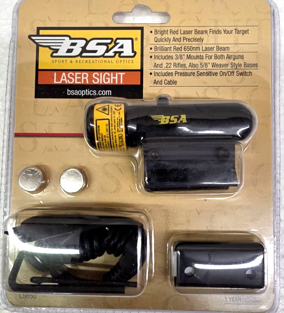BSA LS 650 Laser Sight New Fits 3/8 22 Mounts And 5/8 Weaver