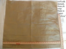 100% SILK DAMASK HEAVY! MADE IN LYON, FRANCE TAUPE COOPER FLORA