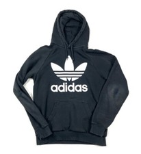adidas Black White Trefoil Logo Pullover Hoodie Adult Small Sweatshirt Skater