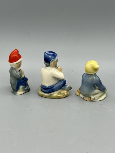 Vintage Set Of 3 Wade Whimsies Lucky Fairy Folk Leprechauns Gnomes Pixies - Picture 3 of 8
