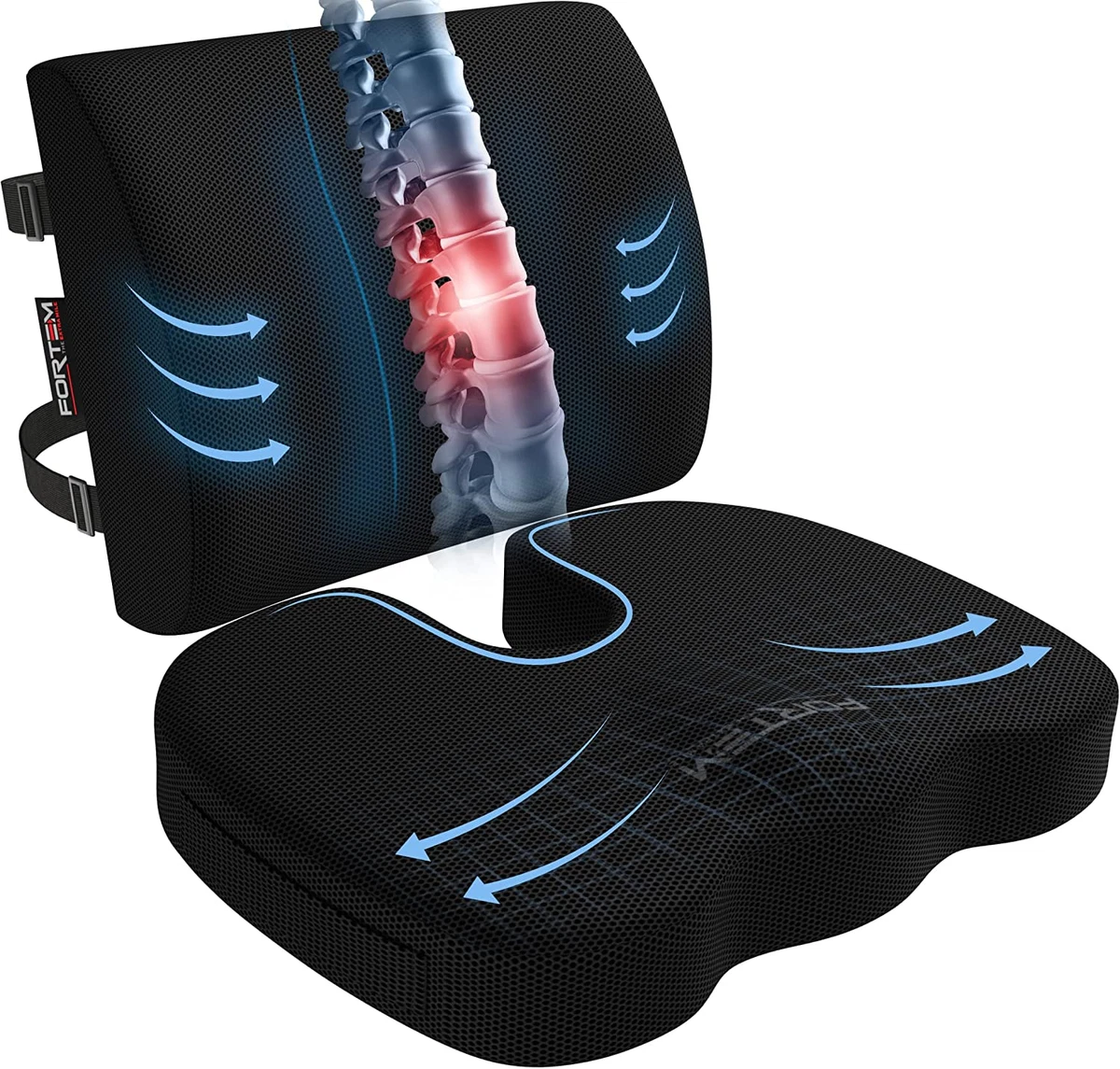 Set Cuscini Auto Ergonomici: Poggiatesta Cervicale + Supporto Lombare In Memory Foam – Rivestimento Traspirante E Lavabile (Nero, Grigio, Beige, Marrone)