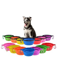 2 Pak Collapsible Foldable Pet Dog Bowl for Food  Water Bowls Dish Travel Walk