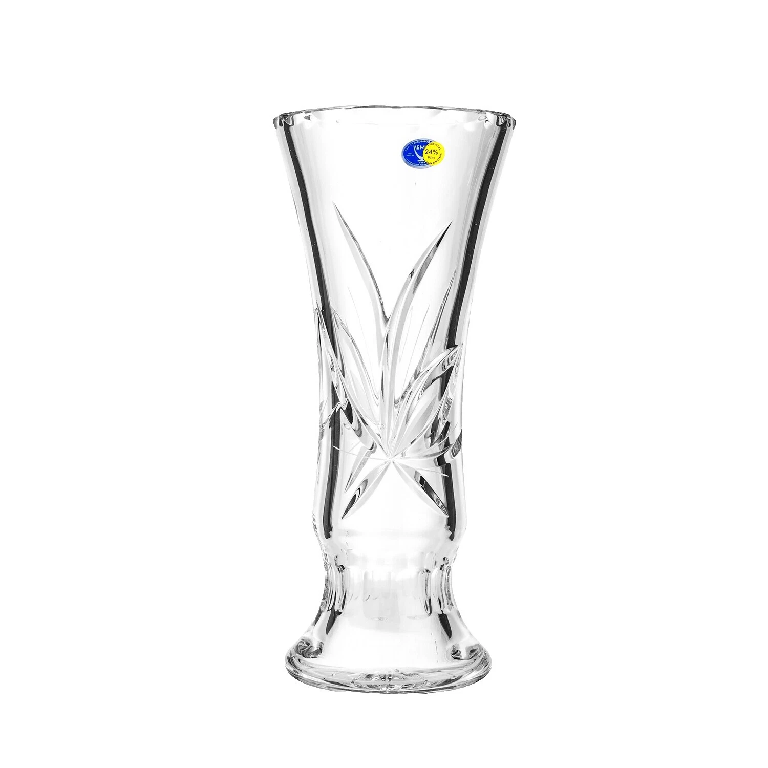 Jarrón de vidrio con flores blancas