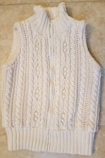 Maggie  Zoe Girls Soft Cable Knit Vest Fleece Sherpa Lined Sweater Ivory L 14 