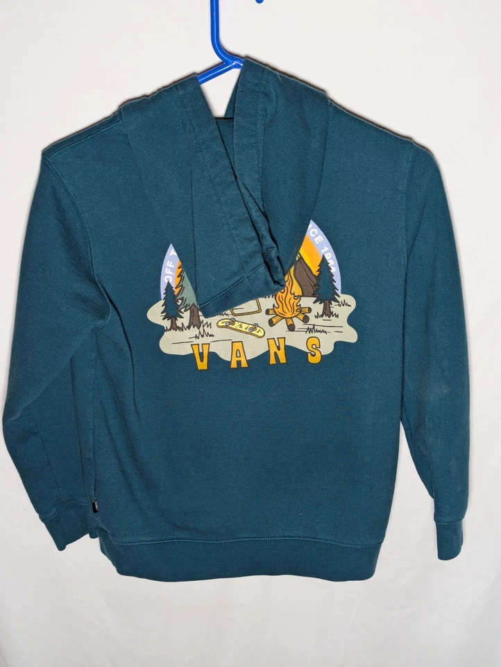 Vans Small Youth Hoodie Sweatshirt Green Graphic Print size Small - Image 3 of 4
