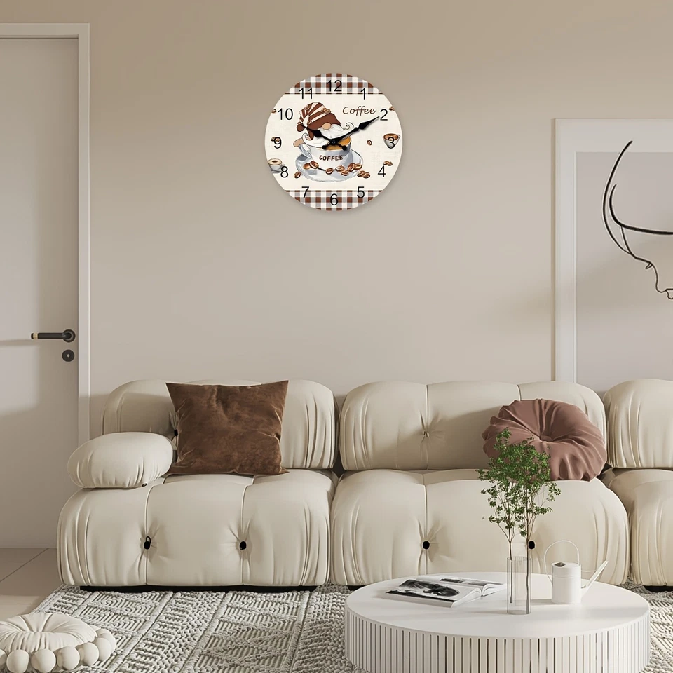 12 inch Fun Dwarf Coffee Wall clock,wooden silent wall clock,battery operated - Image 2 of 4