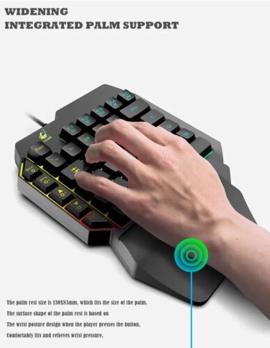ZIYOULANG One Handed Gaming Keyboard Left Hand Mechanical Backlit RGB Portable - Picture 7 of 12