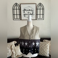 Vintage Christopher & Banks Star - Moon Print Vest Size Large