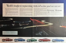 1953 General Motors Engineering Cars Toughest Proving Ground Vintage 2 Page Ad