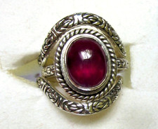 Ruby Artisan Set of Three Rings / size 6 / 925 Sterling Silver / 4.25cts, 8g