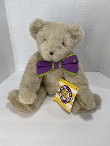 Vermont Plüsch Teddybär mit lila Fliege Fell Stofftier Gelenke 16 Zoll - Bild 1 von 5