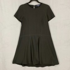 Madewell Tribune Dress Womens 2 Black Mini Shift Short Sleeve Crepe Keyhole Neck