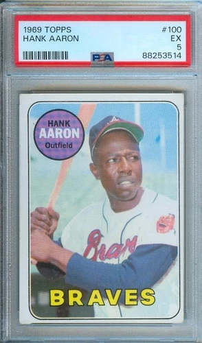 1969 Topps Original Baseball Card HANK AARON #100 Braves PSA 5