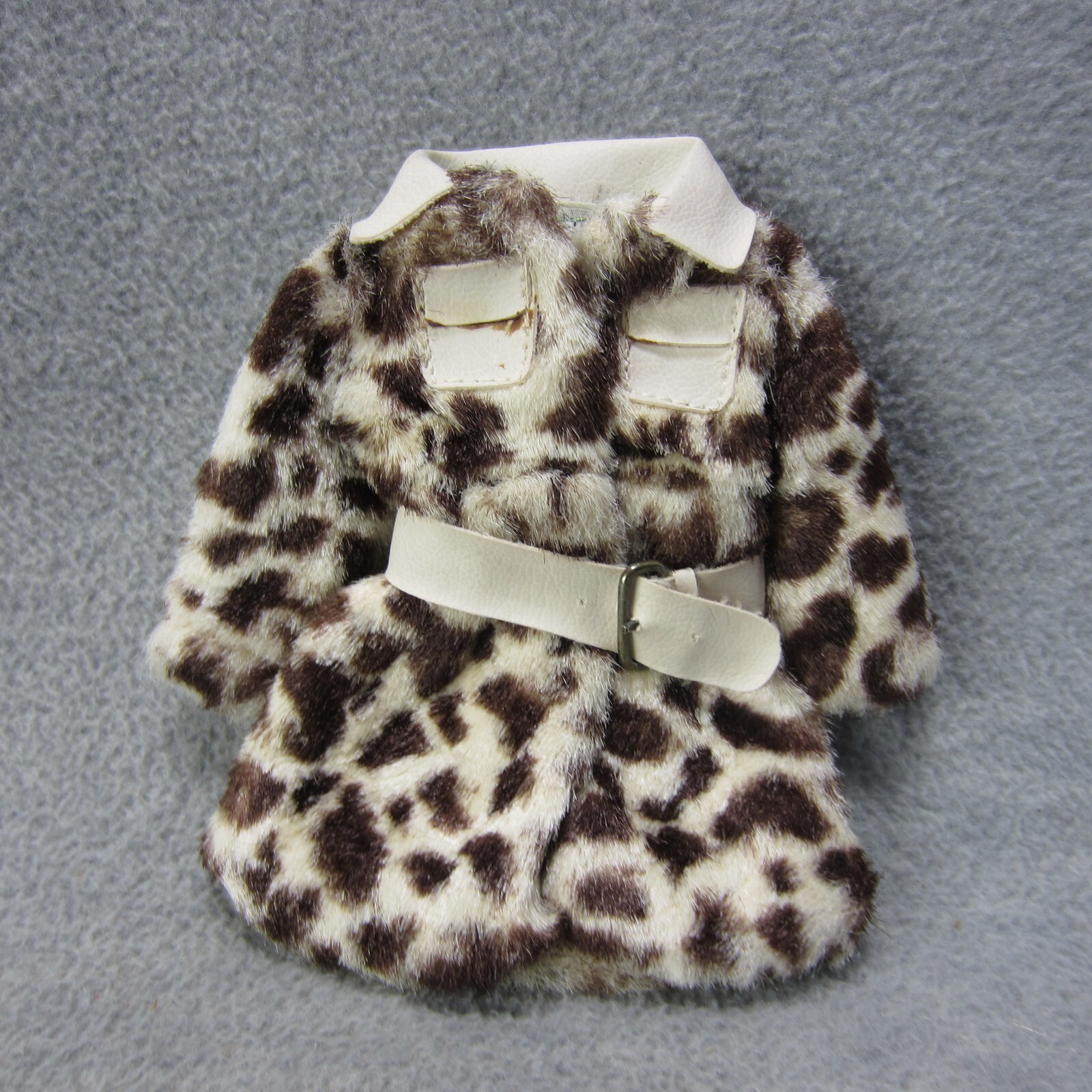 Vintage Francie Barbie bambola cappotto pony #1240 stampa leopardata giacca con cintura