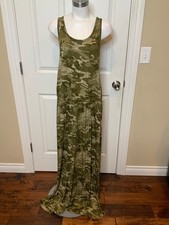 Michael Kors Green Camouflage Tank Maxi Dress, Size XL