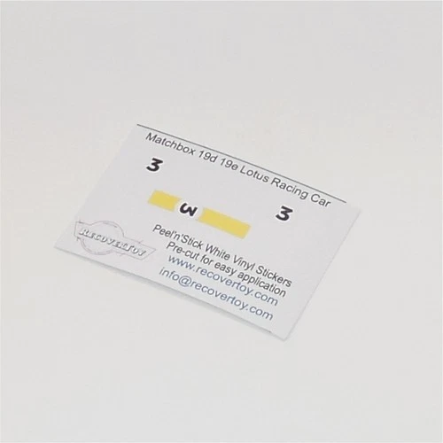 Matchbox Lesney 19d 19e Lotus Racing Car #3 & Stripe Sticker Set