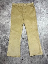 Vintage Lee USA 60s 70s Biege Corduroy Work Pants Straight Leg Mens Size 33