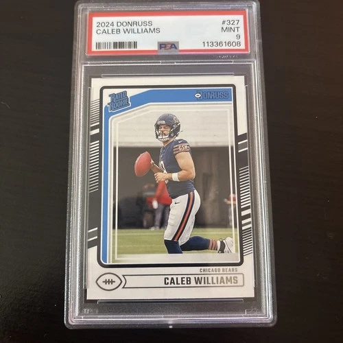 2024 Panini Donruss Caleb Williams Rated Rookie #327 football card, graded PSA 9