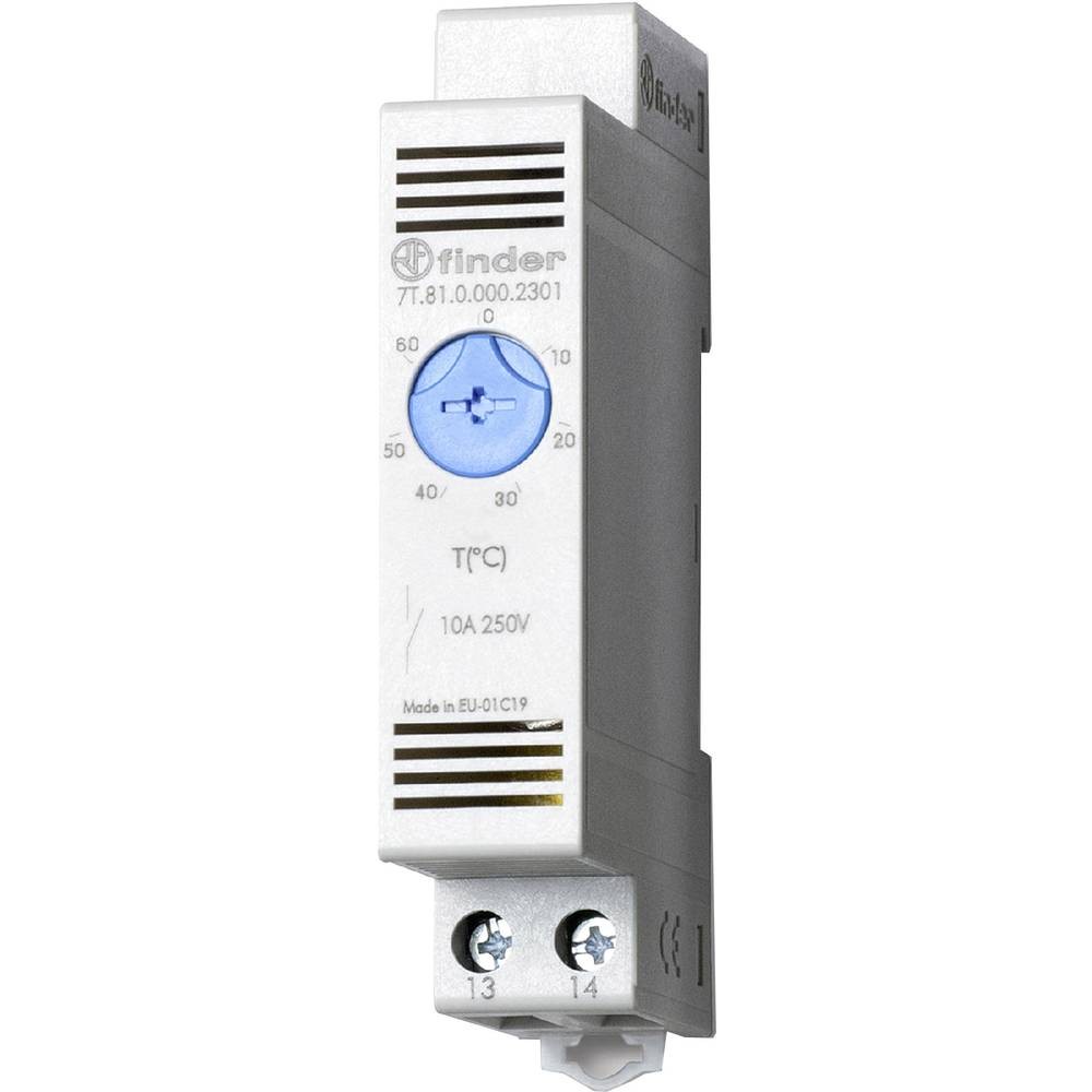 Thermostat d'armoire Finder 7T.81.0.000.2301 régulateur température rail DIN 250V