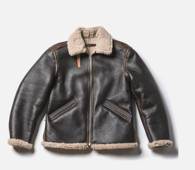 B-3 Jacket RAF US Navy Mens Bomber Flying Aviator Irvin Real Shearling Leather
