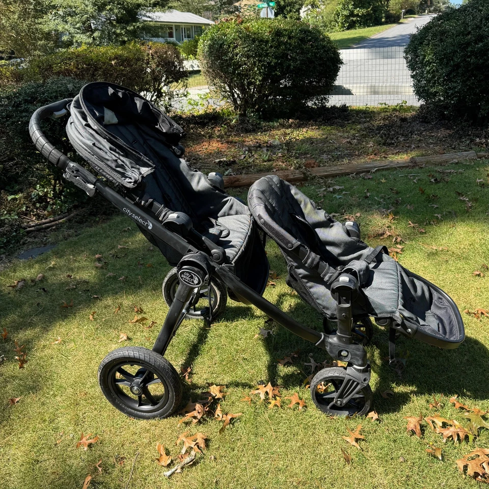 Baby Jogger City Select Double Stroller Black Two Seats Adjustable Canopy 2015 - Image 2 of 4