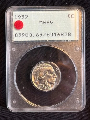1937 BUFFALO NICKEL PCGS MS65 - old holder