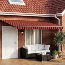 Retractable Awning 5x3m Orange Brown Anthracite Polyester PU Coated Frame Manual