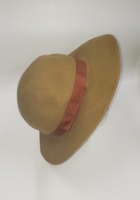 Vtg Liz Claiborne Wide Brim Tan Cream Hat
