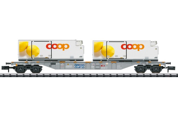 "Minitrix N 15492 Containertragwagen Der Bauart Sgns \"Coop\" Der Sbb Neu Ovp"-image