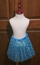 Gold Foil Polka Dot Turquoise Aqua Tutu Flower Clip Child Toddler 2T to 4T