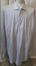 Mens L/S button front shirt Robert Graham X - 44/17.5-38/39 Tall - White Blue