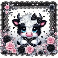 Cute Cow Highland Diamond Art Kit for Adults 12 x 12 Inch DIY Craft