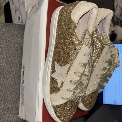 Golden Goose Dupe Women's Shoes Gold Glitter Sneakers Size 10