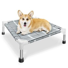 Elevated Raised Outdoor Dog Bed - Cooling Lifted Outside Dogs Cot Bed with Non