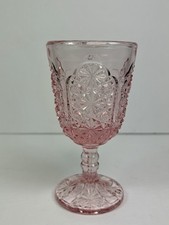 L G Wright Pink Daisy & Button Wine Glass Gob...