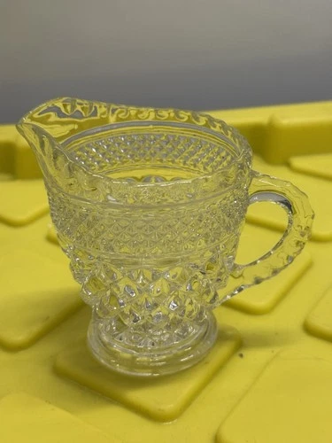 Vintage Anchor Hocking Wexford Diamond Pattern Clear Glass Creamer EUC