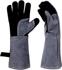 Leather Welding Gloves, 16inch 932℉ Heat/Fire Resistant, Wood Stove Gloves, La