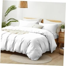 Size Duvet Cover - 3 Piece Bedding Set (1 Duvet Cover & 2 Pillow Queen White